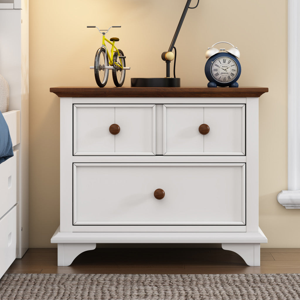 28" White Wood Three Drawer Nightstand-5