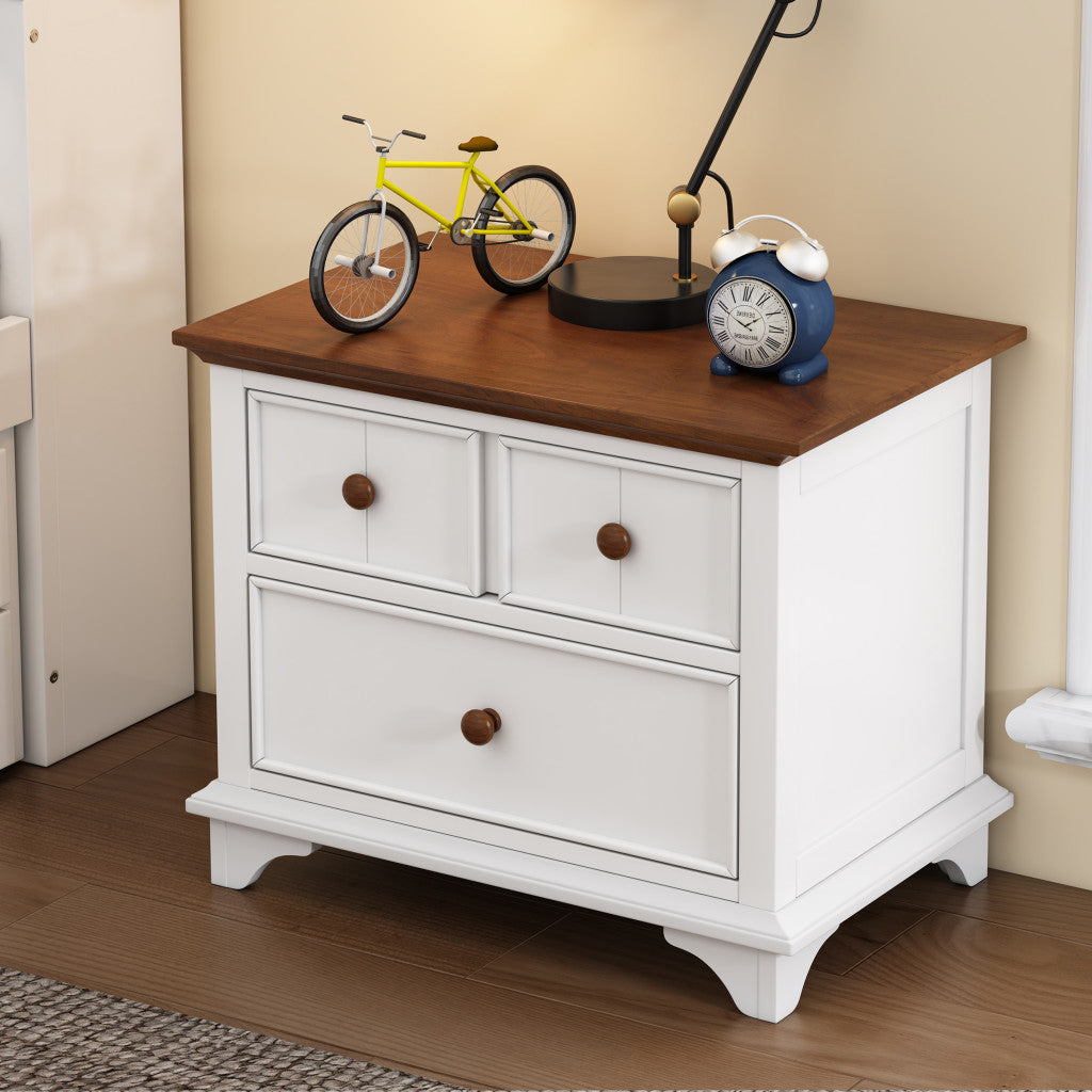 28" White Wood Three Drawer Nightstand-6