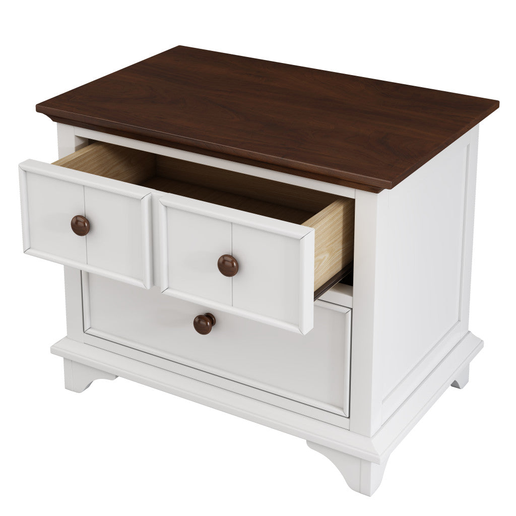 28" White Wood Three Drawer Nightstand-1