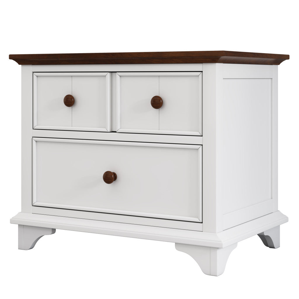 28" White Wood Three Drawer Nightstand-2