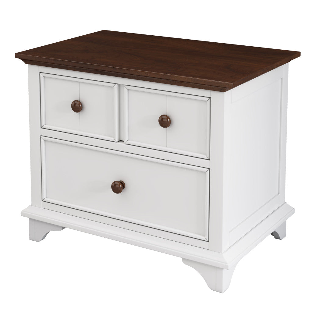 28" White Wood Three Drawer Nightstand-3