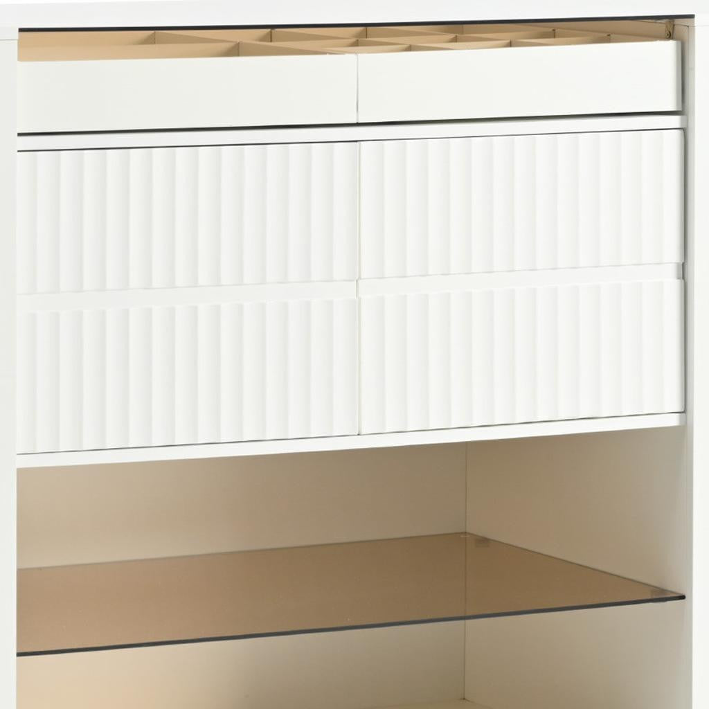 33" White Wood Six Drawer Combo Dresser-5