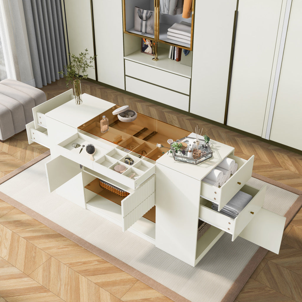 33" White Wood Six Drawer Combo Dresser-6