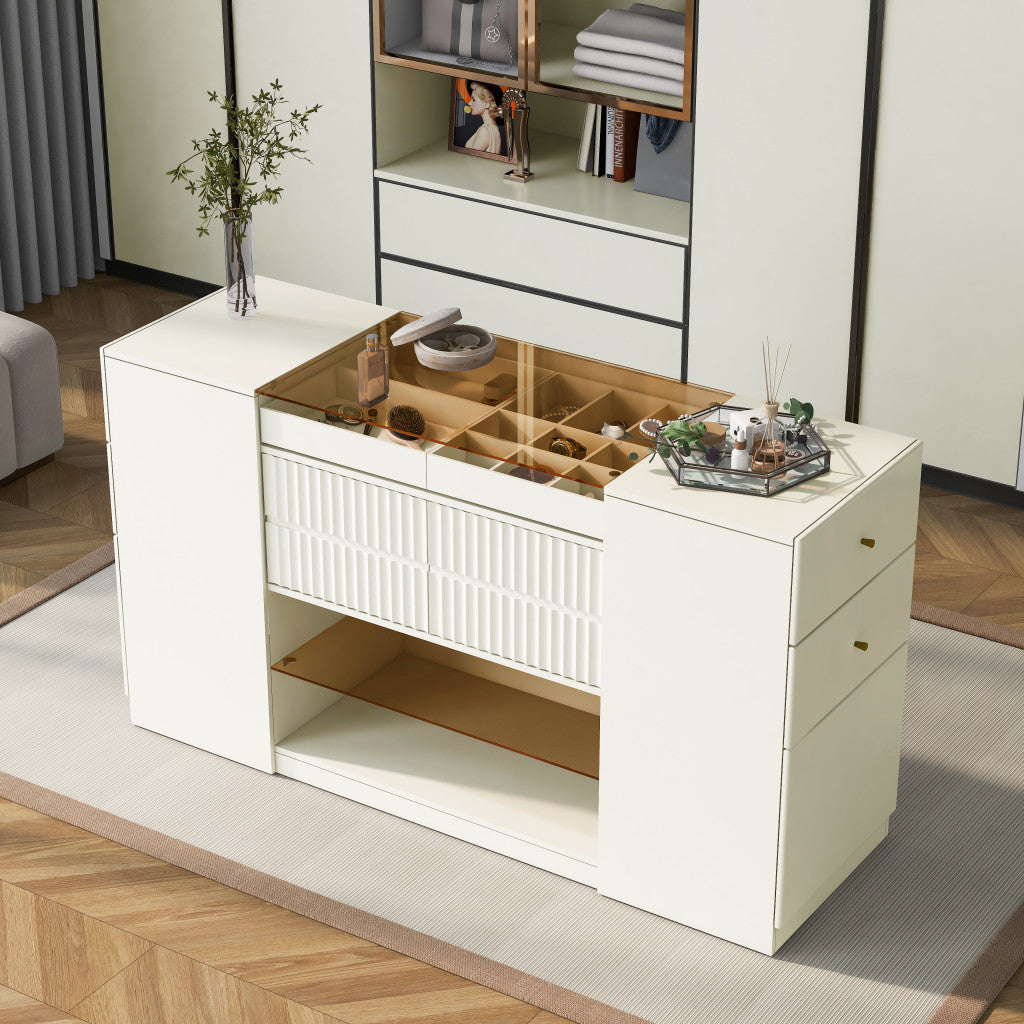33" White Wood Six Drawer Combo Dresser-7