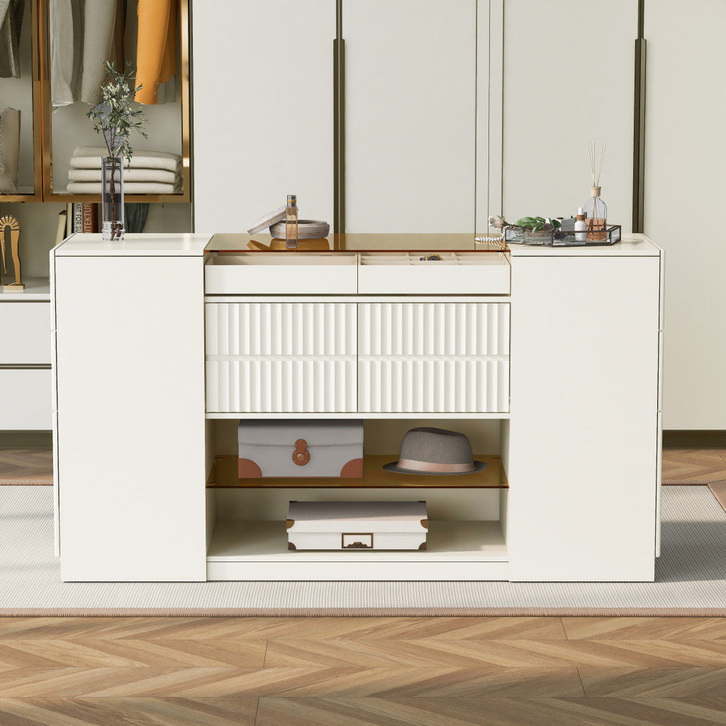 33" White Wood Six Drawer Combo Dresser-8