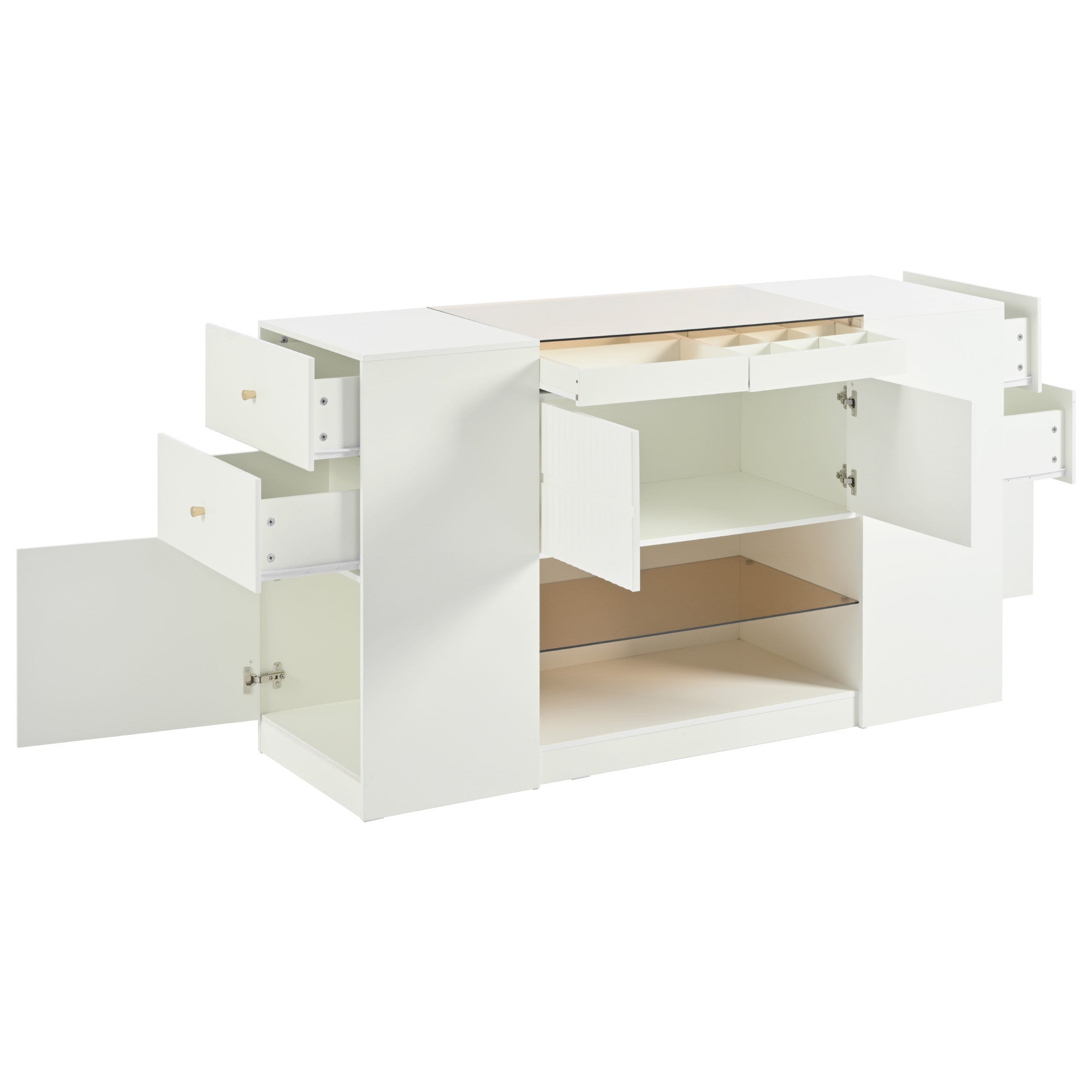 33" White Wood Six Drawer Combo Dresser-1