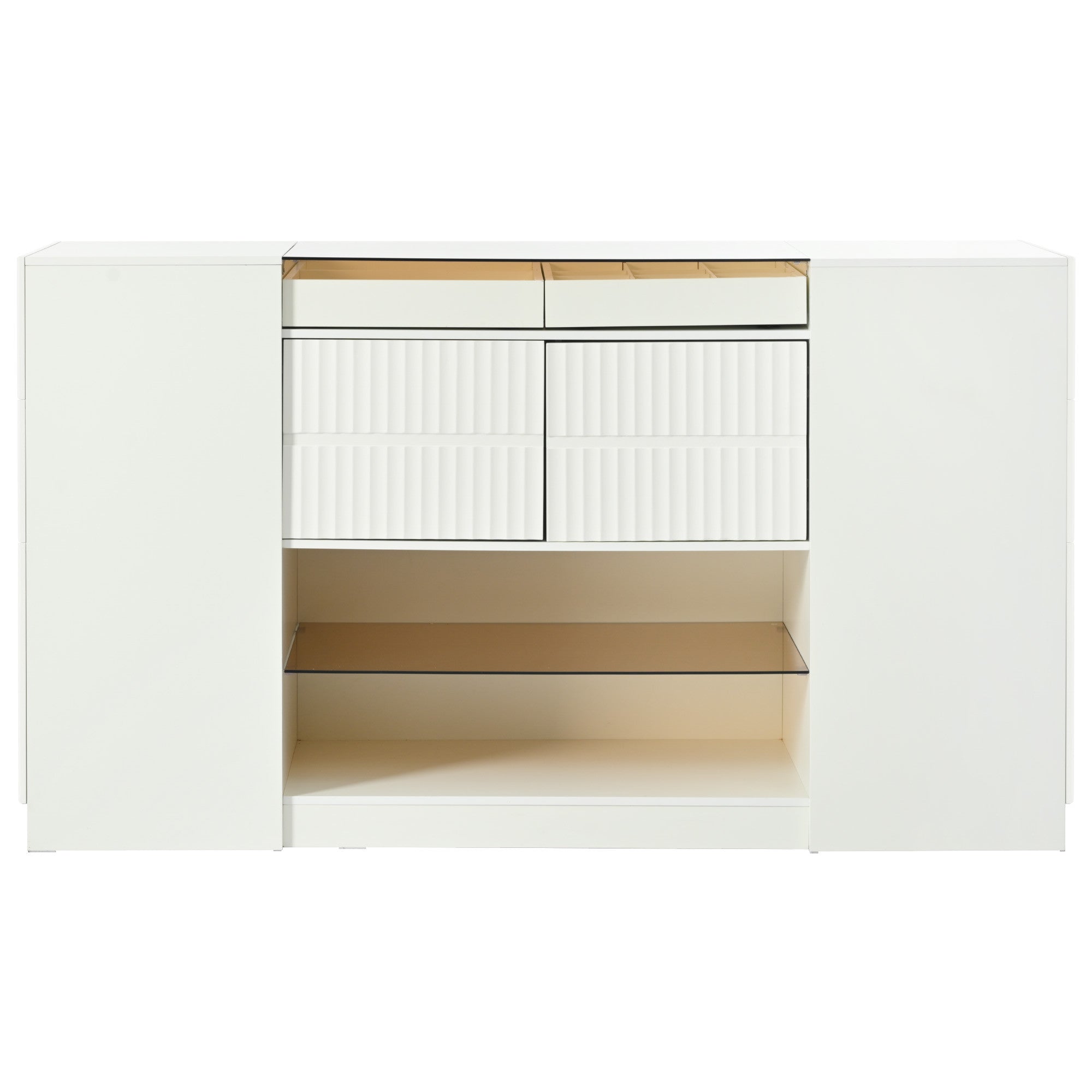 33" White Wood Six Drawer Combo Dresser-3