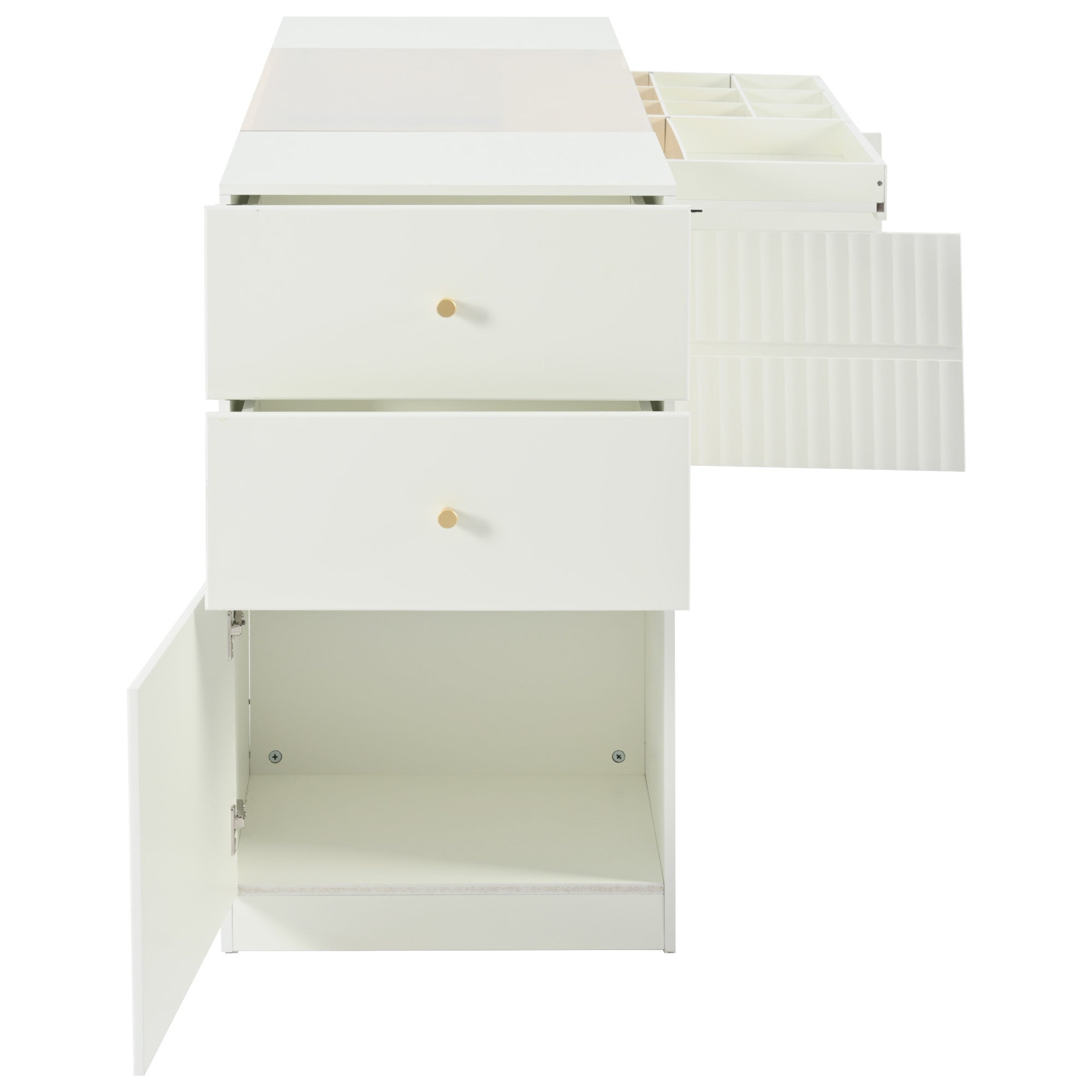 33" White Wood Six Drawer Combo Dresser-4