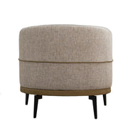 29" Beige Camel and Black Tufted Linen Solid and Manufactured Wood Barrel Chair-0