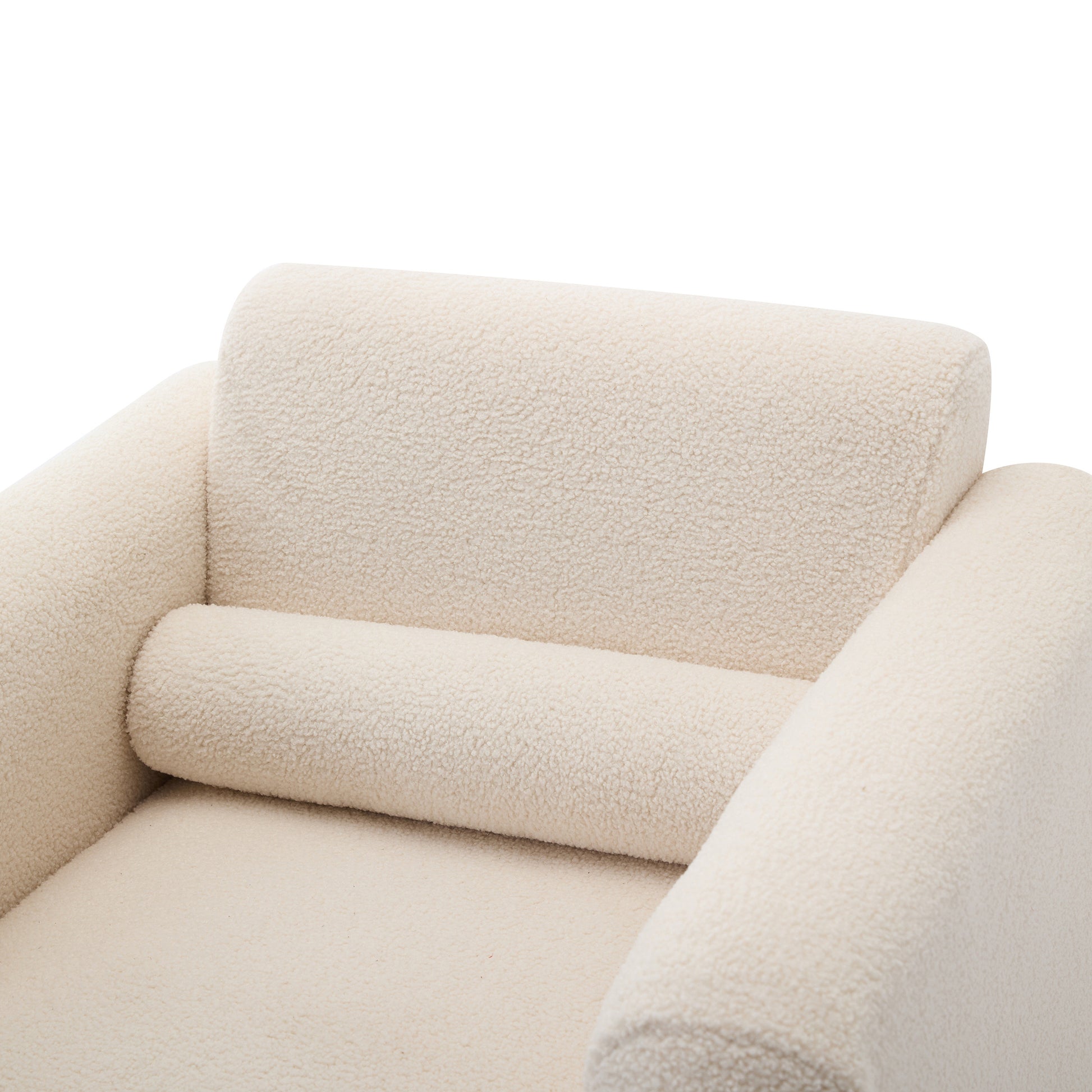 31" Cream and Taupe Tufted Sherpa Solid and Manufactured Wood Arm Chair-4