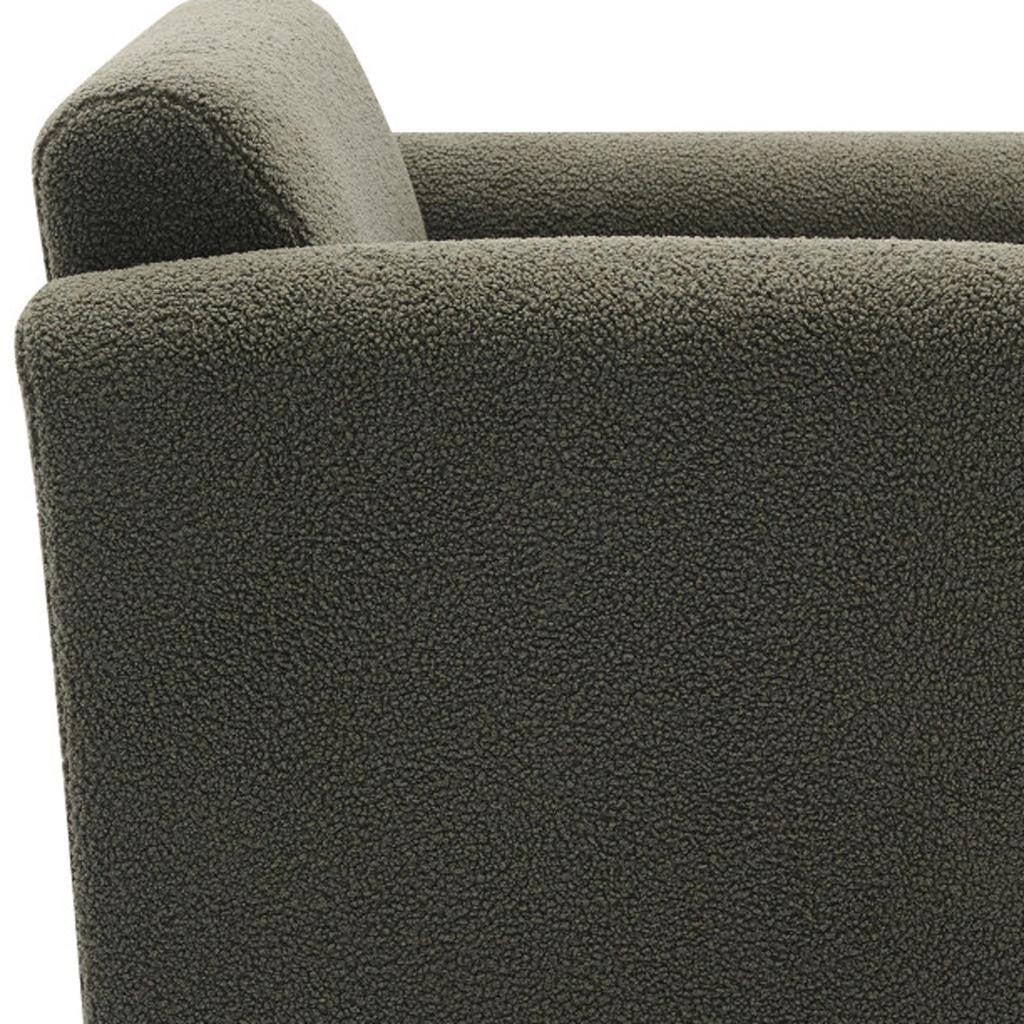 31" Olive Green and Moss Green Tufted Sherpa Solid and Manufactured Wood Arm Chair-3