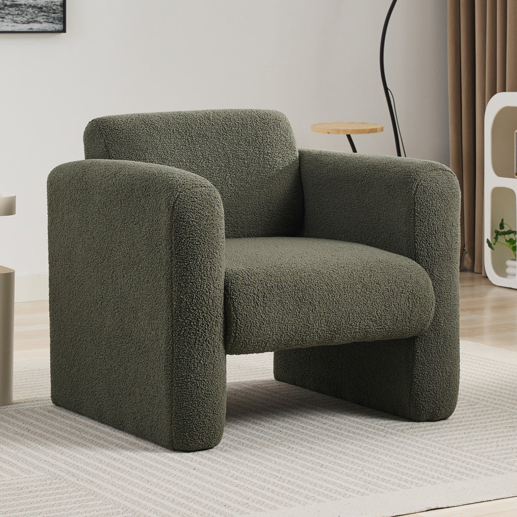 31" Olive Green and Moss Green Tufted Sherpa Solid and Manufactured Wood Arm Chair-8