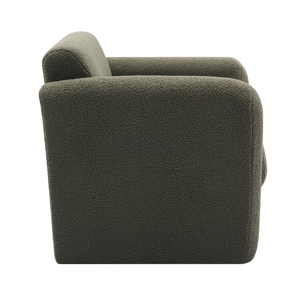31" Olive Green and Moss Green Tufted Sherpa Solid and Manufactured Wood Arm Chair-1