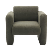 31" Olive Green and Moss Green Tufted Sherpa Solid and Manufactured Wood Arm Chair-0