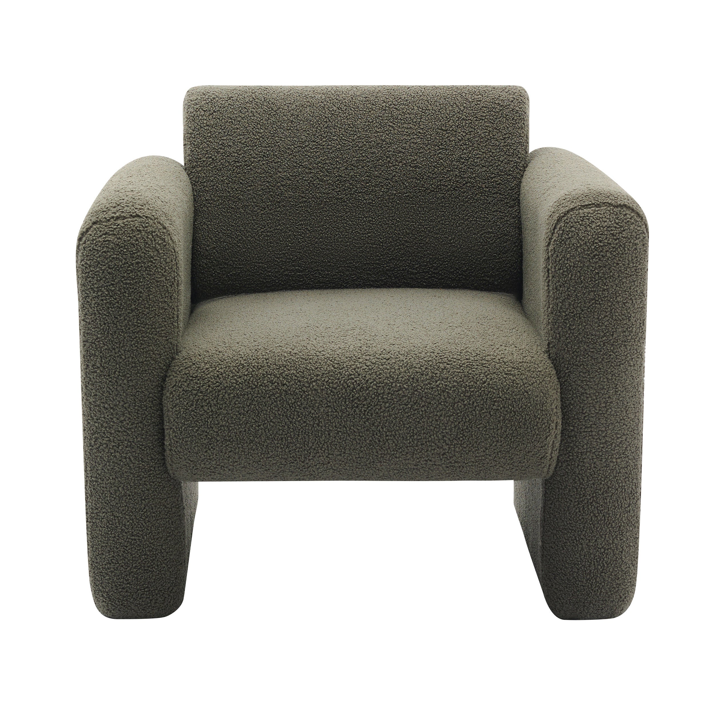 31" Olive Green and Moss Green Tufted Sherpa Solid and Manufactured Wood Arm Chair-0
