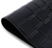 18" Set of Four Black Faux Leather Placemats-Dining Linens-DECOROLALA