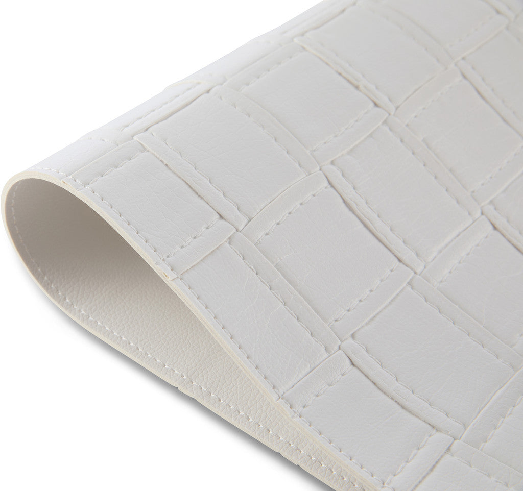 18" Set of Four White Faux Leather Placemats-Dining Linens-DECOROLALA