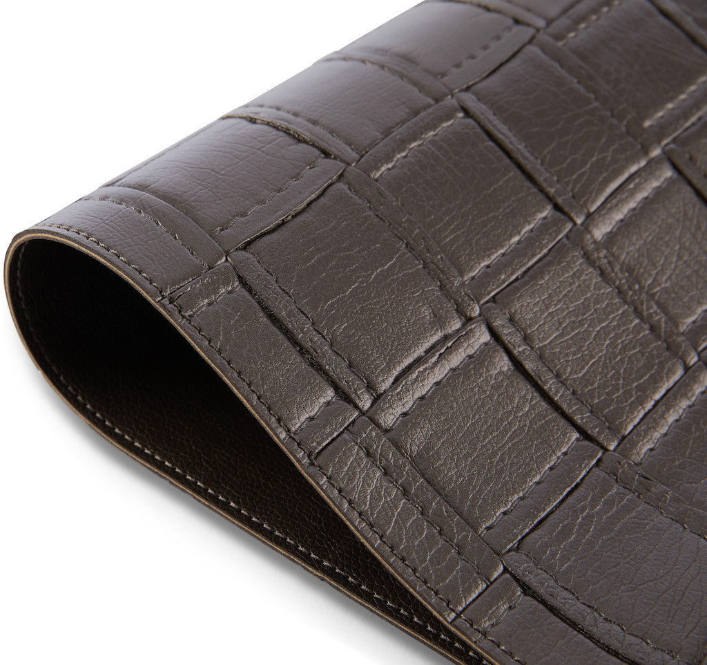18" Set of Four Espresso Faux Leather Placemats-Dining Linens-DECOROLALA