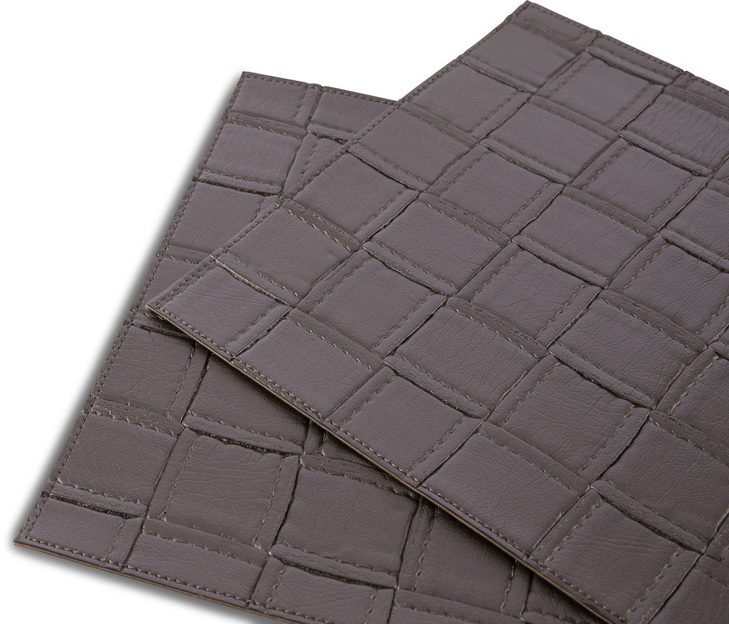 18" Set of Four Espresso Faux Leather Placemats-Dining Linens-DECOROLALA
