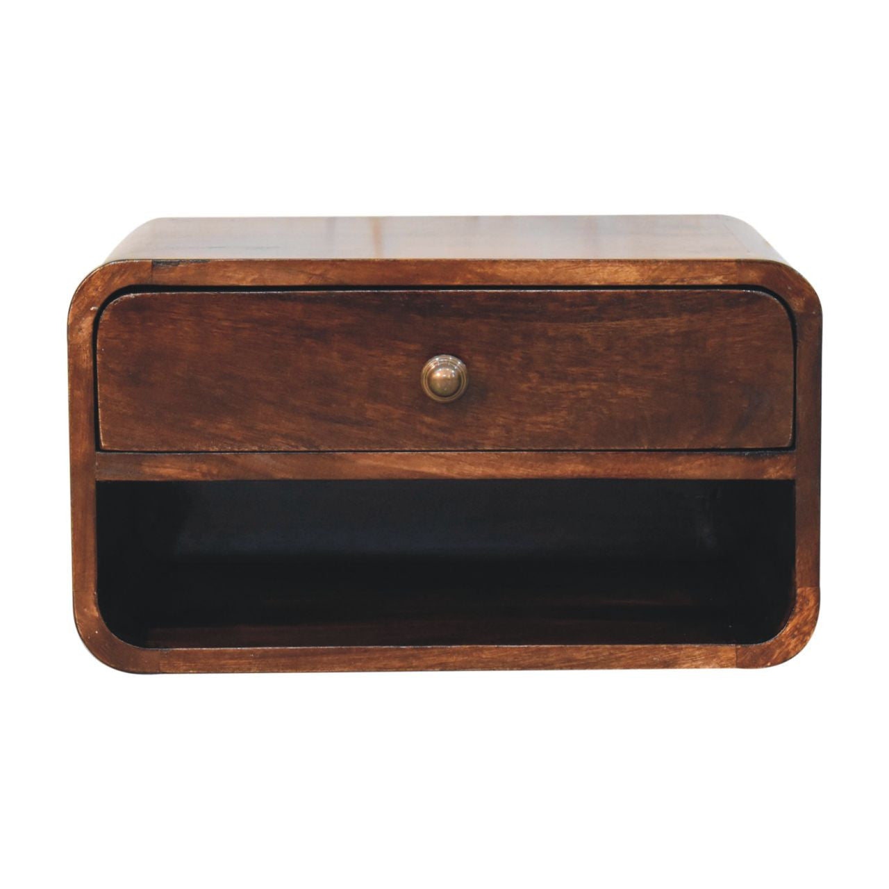 10" Brown Solid Wood One Drawer Nightstand-Nightstands & Bedside Tables-DECOROLALA