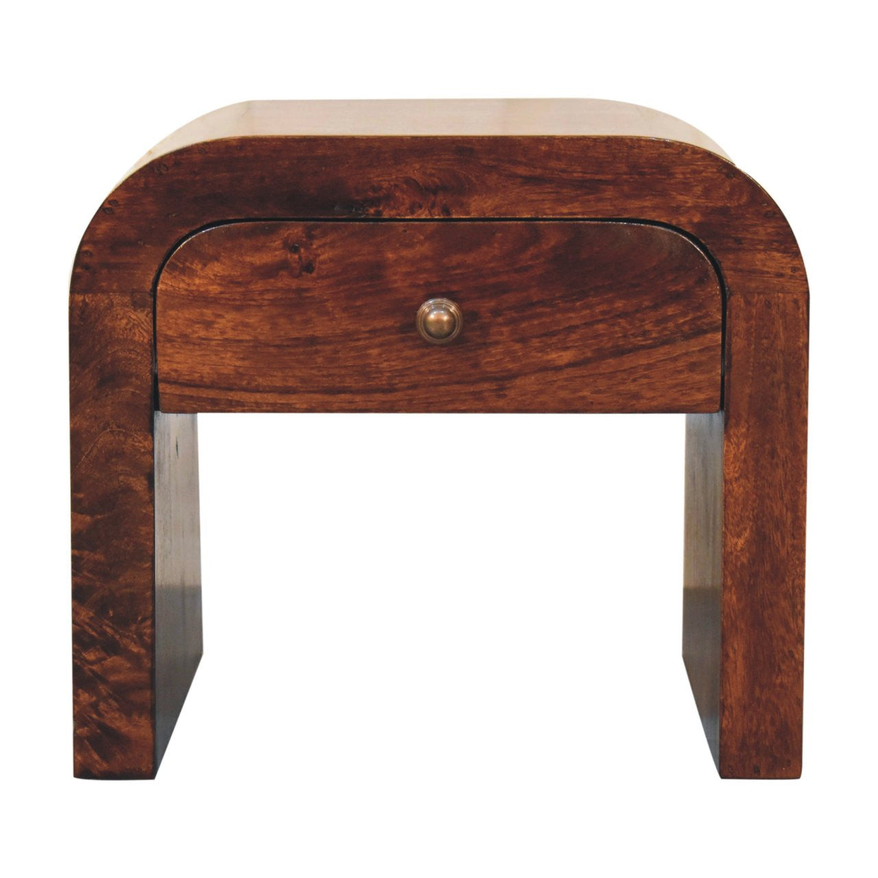 16" Brown Solid Wood One Drawer Nightstand-Nightstands & Bedside Tables-DECOROLALA