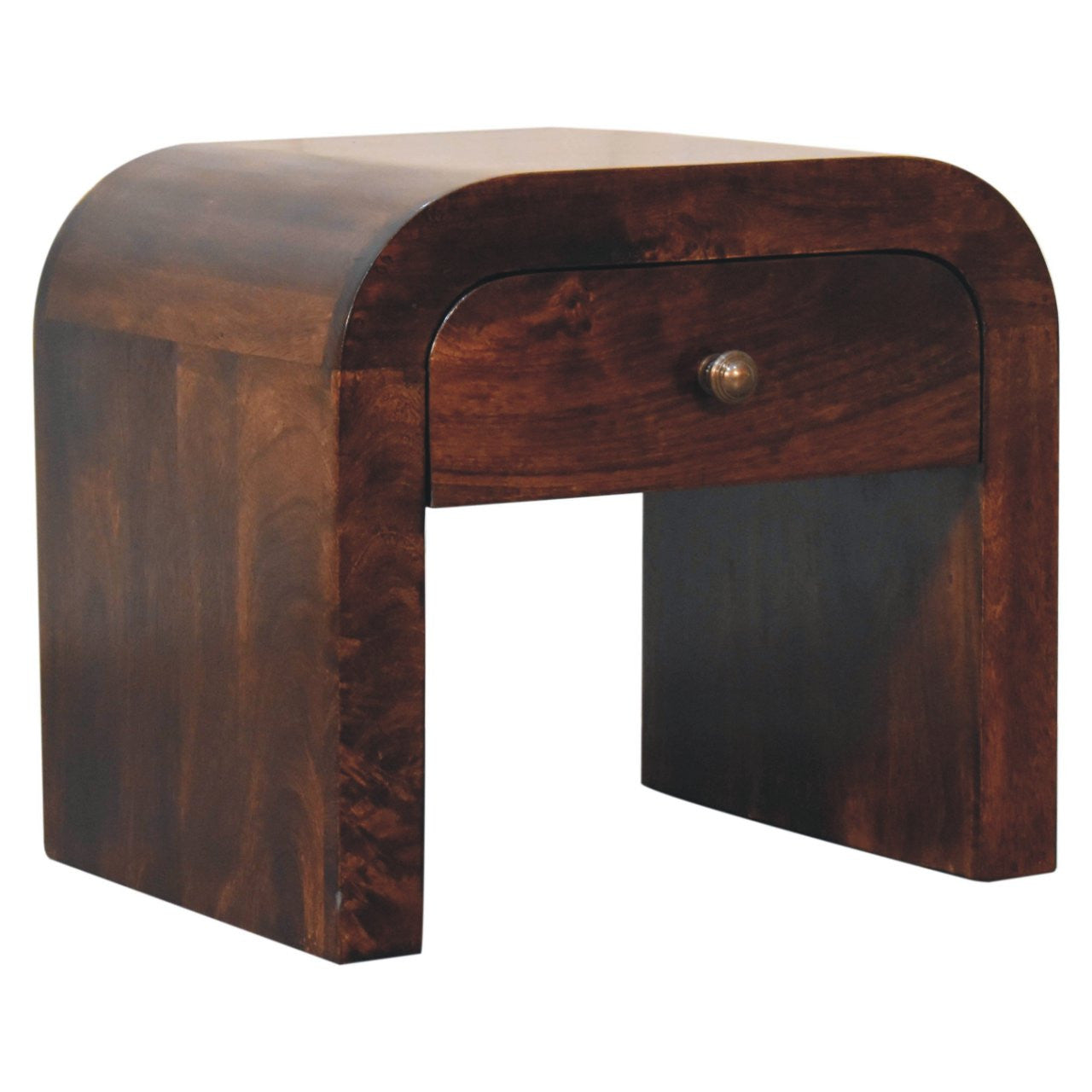 16" Brown Solid Wood One Drawer Nightstand-Nightstands & Bedside Tables-DECOROLALA