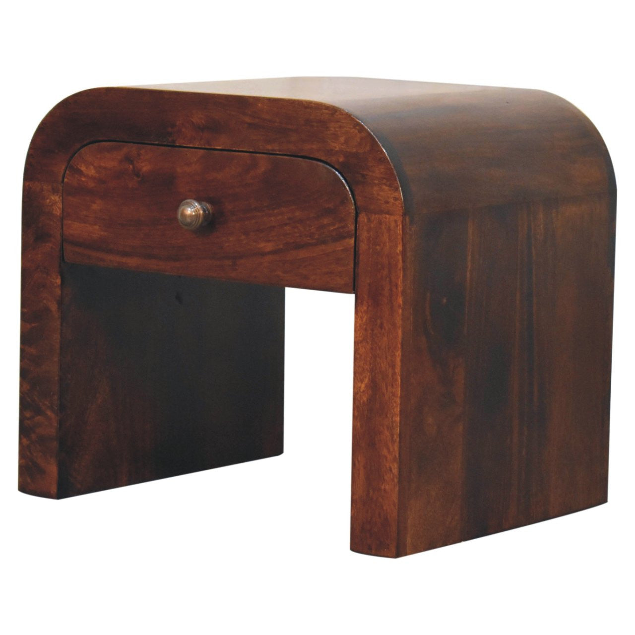 16" Brown Solid Wood One Drawer Nightstand-Nightstands & Bedside Tables-DECOROLALA