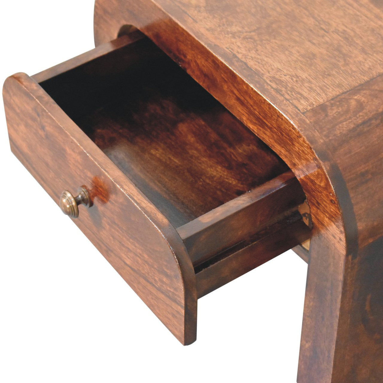 16" Brown Solid Wood One Drawer Nightstand-Nightstands & Bedside Tables-DECOROLALA