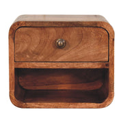 10" Beige Solid Wood Square One Drawer Nightstand-Nightstands & Bedside Tables-DECOROLALA