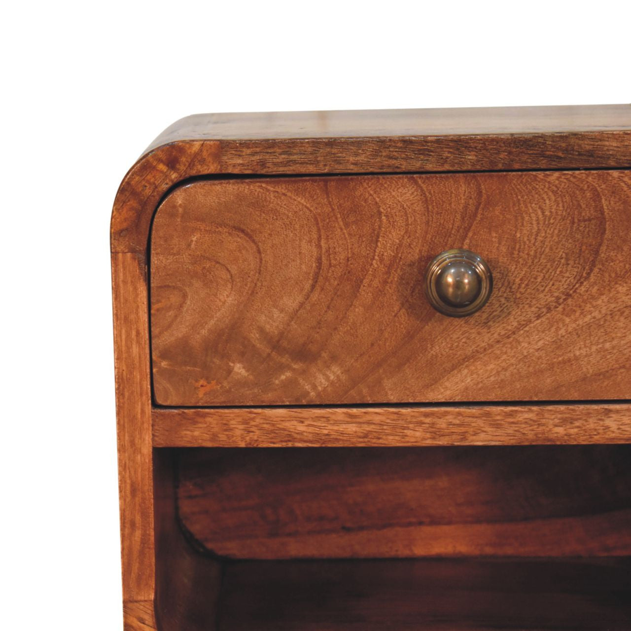 10" Beige Solid Wood Square One Drawer Nightstand-Nightstands & Bedside Tables-DECOROLALA