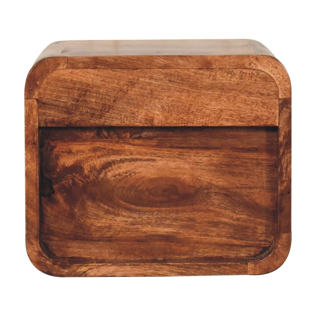 10" Beige Solid Wood Square One Drawer Nightstand-Nightstands & Bedside Tables-DECOROLALA