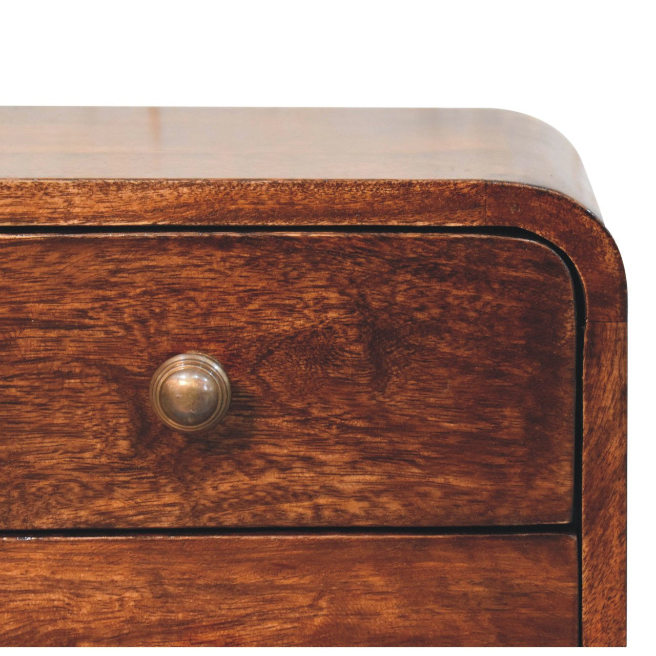 10" Brown Solid Wood Square Two Drawer Nightstand-Nightstands & Bedside Tables-DECOROLALA