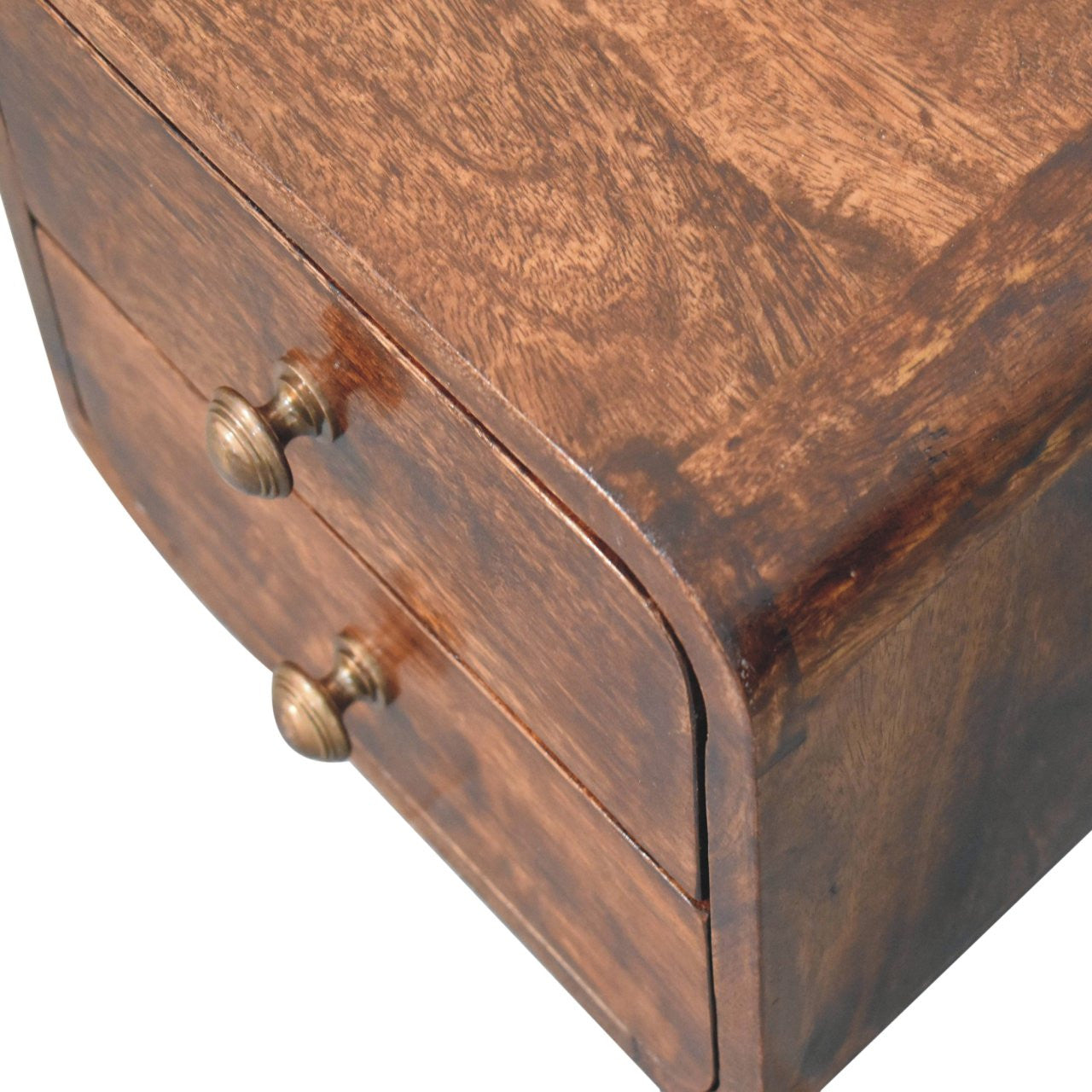 10" Brown Solid Wood Square Two Drawer Nightstand-Nightstands & Bedside Tables-DECOROLALA