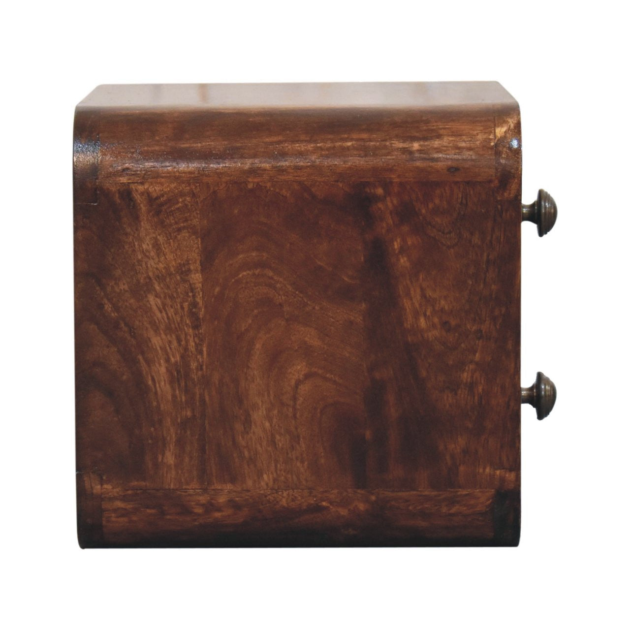 10" Brown Solid Wood Square Two Drawer Nightstand-Nightstands & Bedside Tables-DECOROLALA