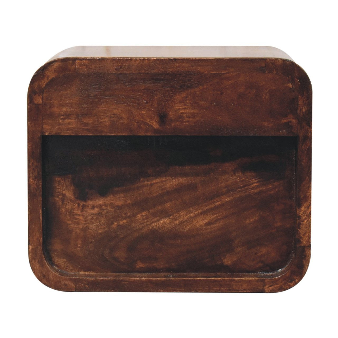 10" Brown Solid Wood Square Two Drawer Nightstand-Nightstands & Bedside Tables-DECOROLALA