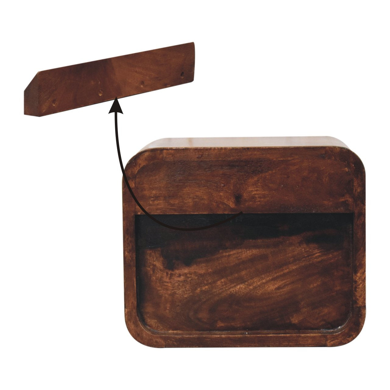 10" Brown Solid Wood Square Two Drawer Nightstand-Nightstands & Bedside Tables-DECOROLALA