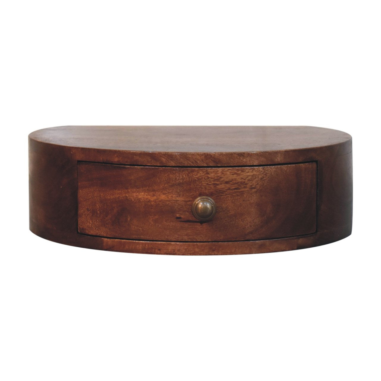 4" Brown Solid Wood Round One Drawer Nightstand-Nightstands & Bedside Tables-DECOROLALA