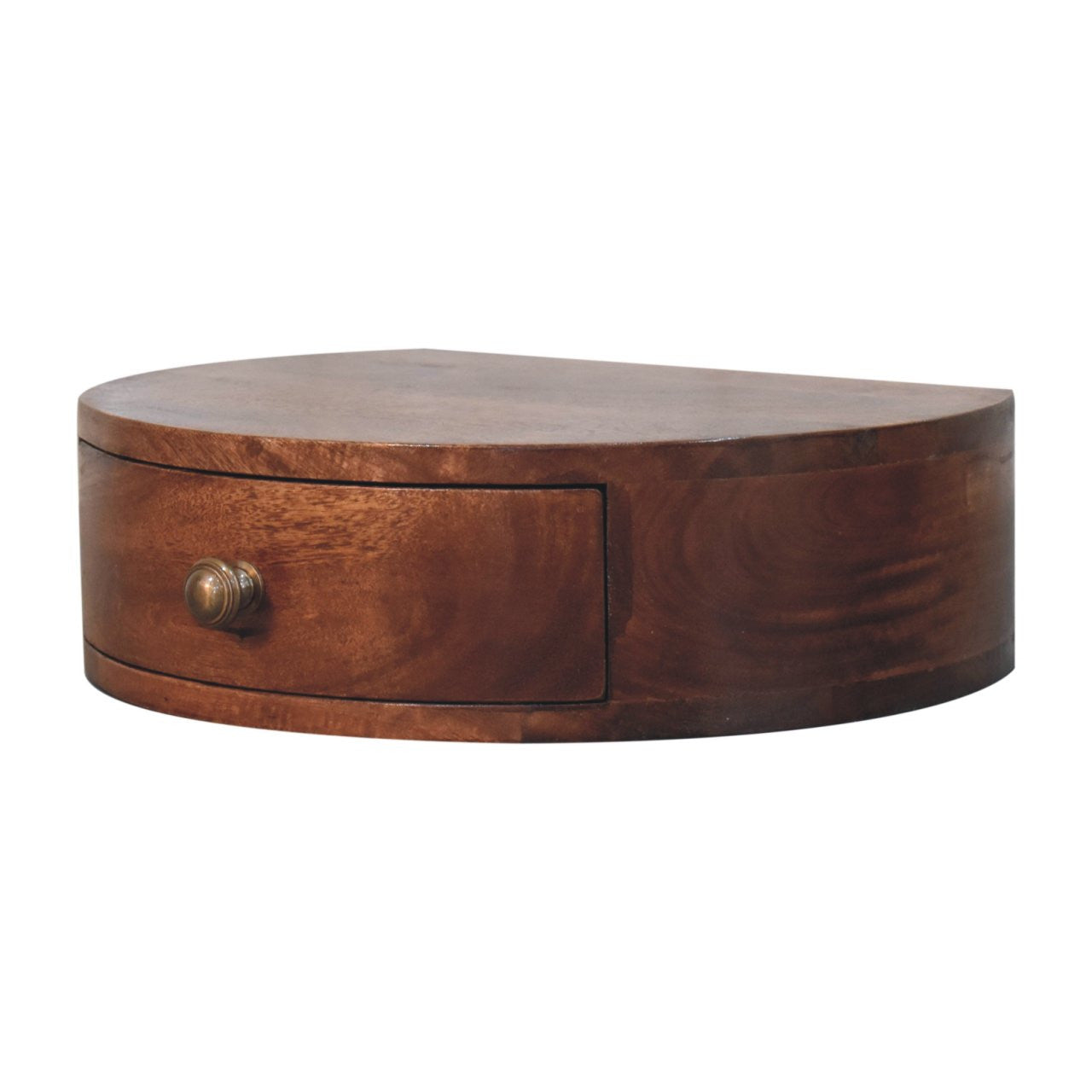 4" Brown Solid Wood Round One Drawer Nightstand-Nightstands & Bedside Tables-DECOROLALA