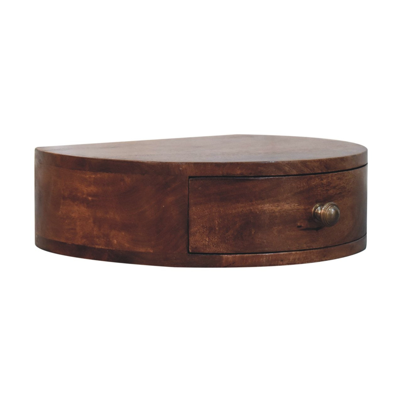 4" Brown Solid Wood Round One Drawer Nightstand-Nightstands & Bedside Tables-DECOROLALA