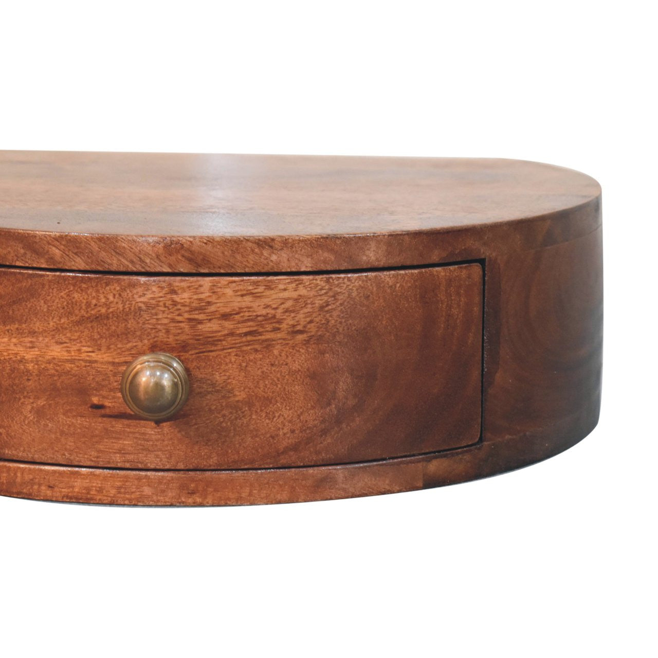 4" Brown Solid Wood Round One Drawer Nightstand-Nightstands & Bedside Tables-DECOROLALA