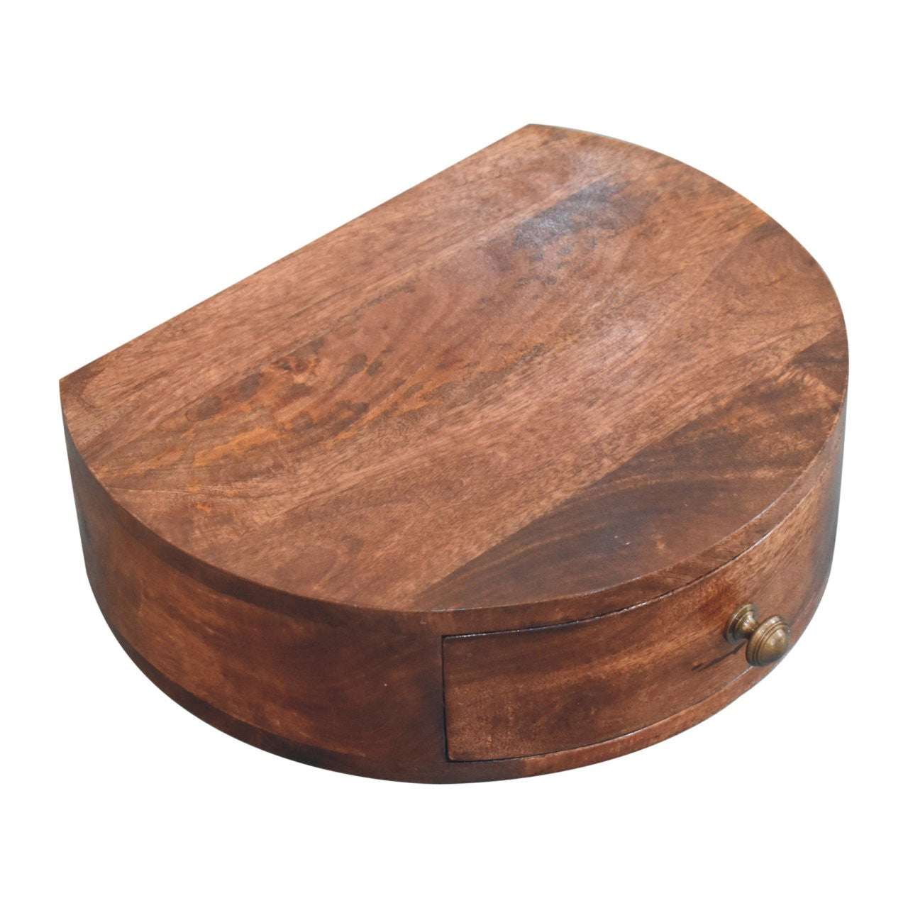 4" Brown Solid Wood Round One Drawer Nightstand-Nightstands & Bedside Tables-DECOROLALA