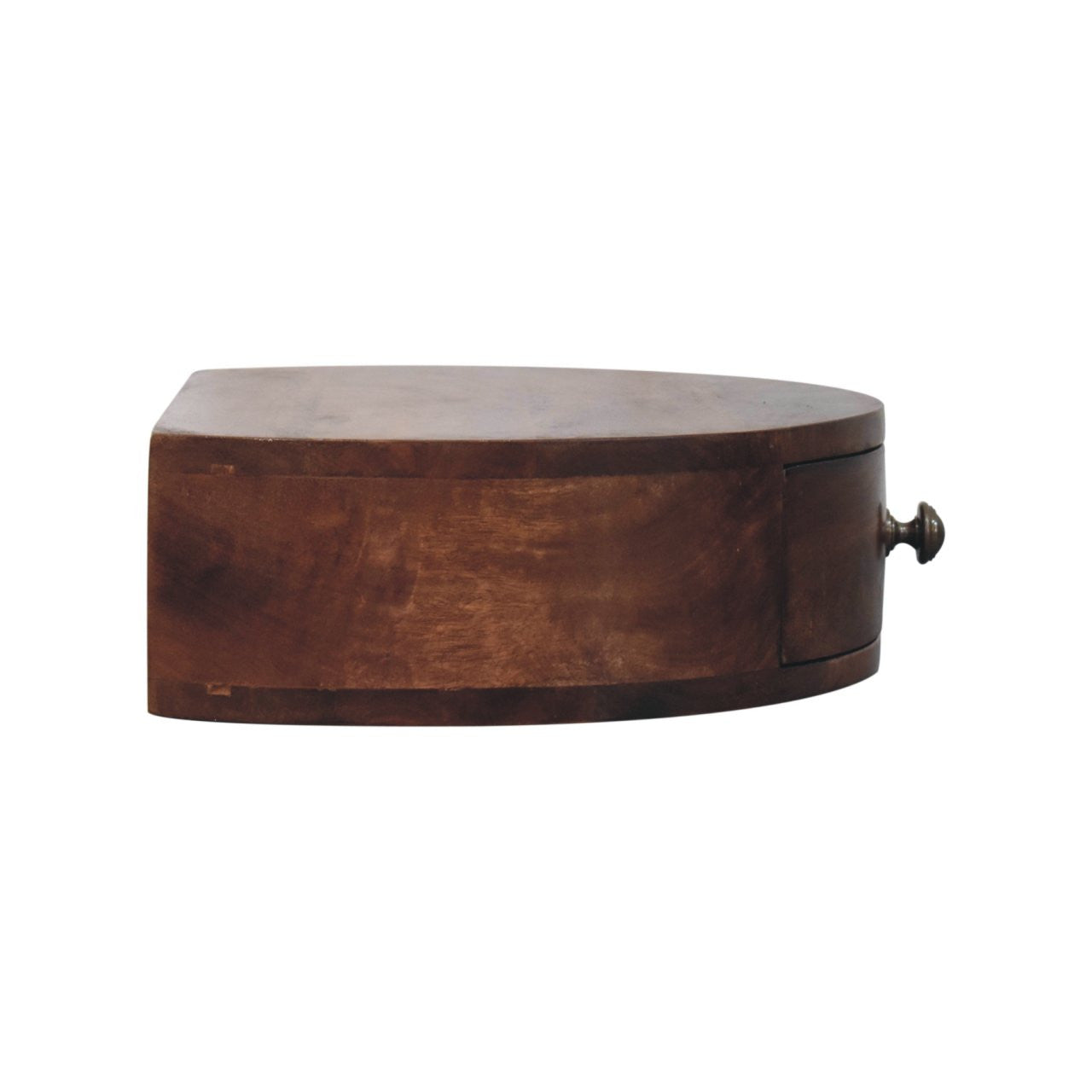 4" Brown Solid Wood Round One Drawer Nightstand-Nightstands & Bedside Tables-DECOROLALA