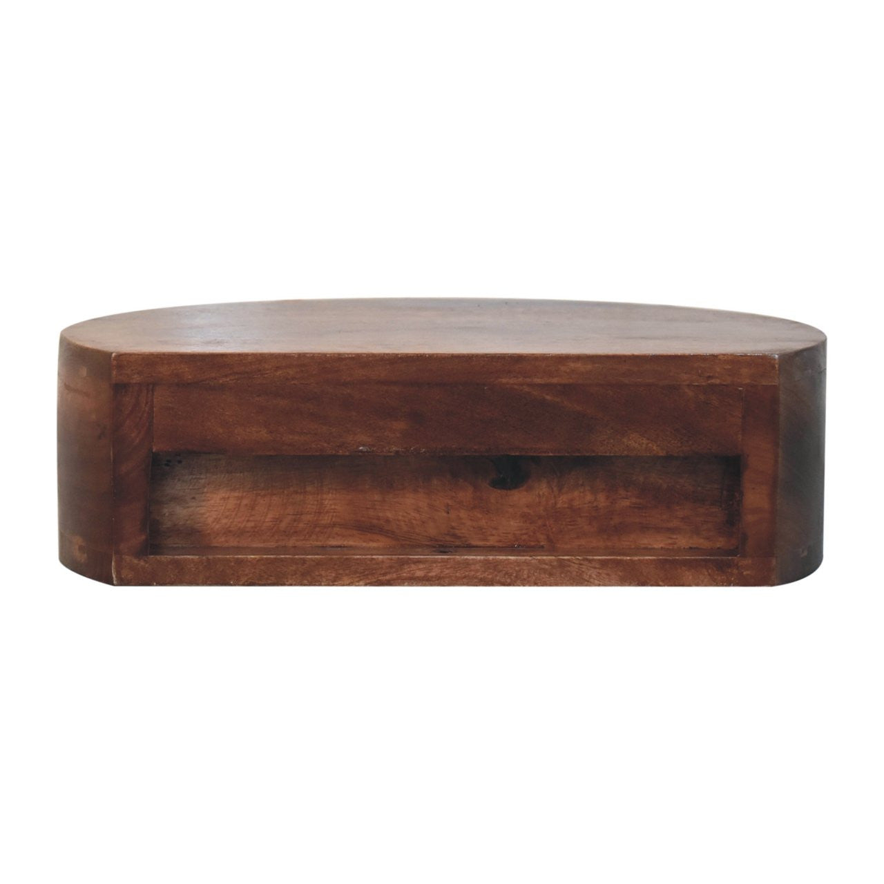 4" Brown Solid Wood Round One Drawer Nightstand-Nightstands & Bedside Tables-DECOROLALA