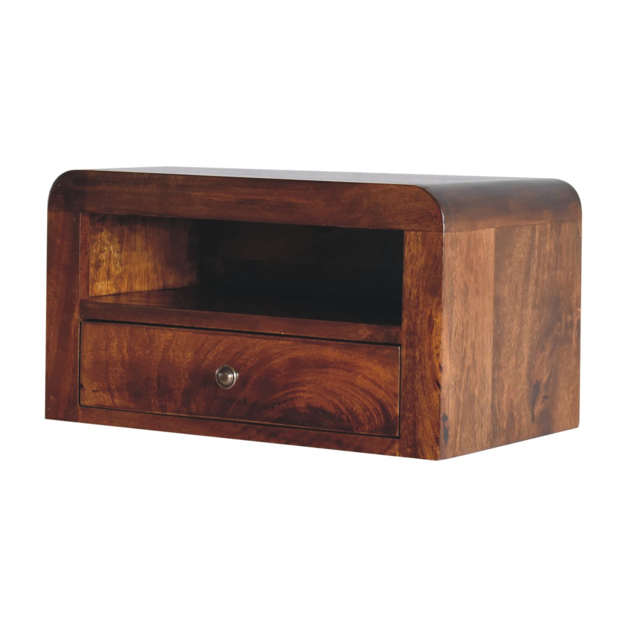 10" Brown Solid Wood One Drawer Nightstand-0