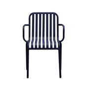 Set of Two Dark Blue Steel Open Back Dining Arm Chairs-0