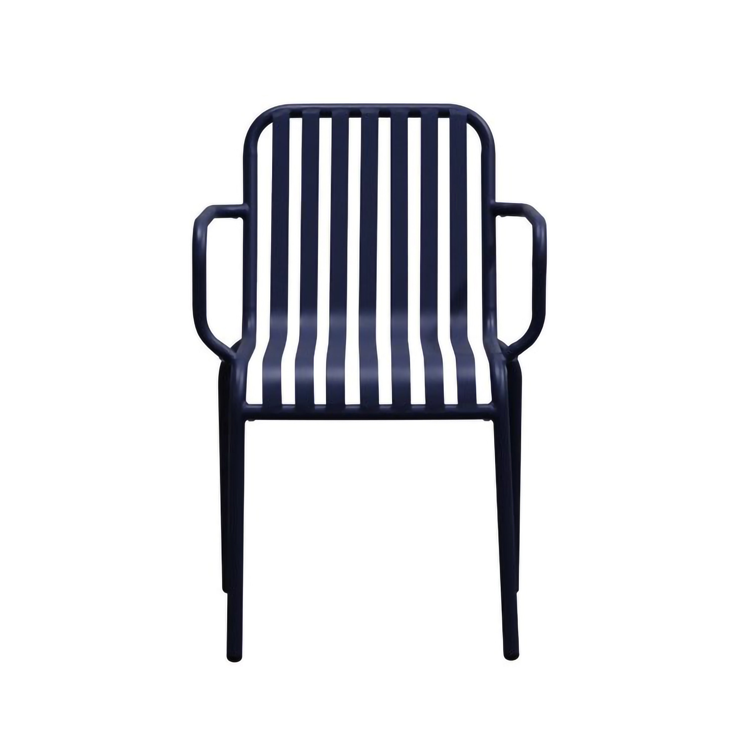 Set of Two Dark Blue Steel Open Back Dining Arm Chairs-0