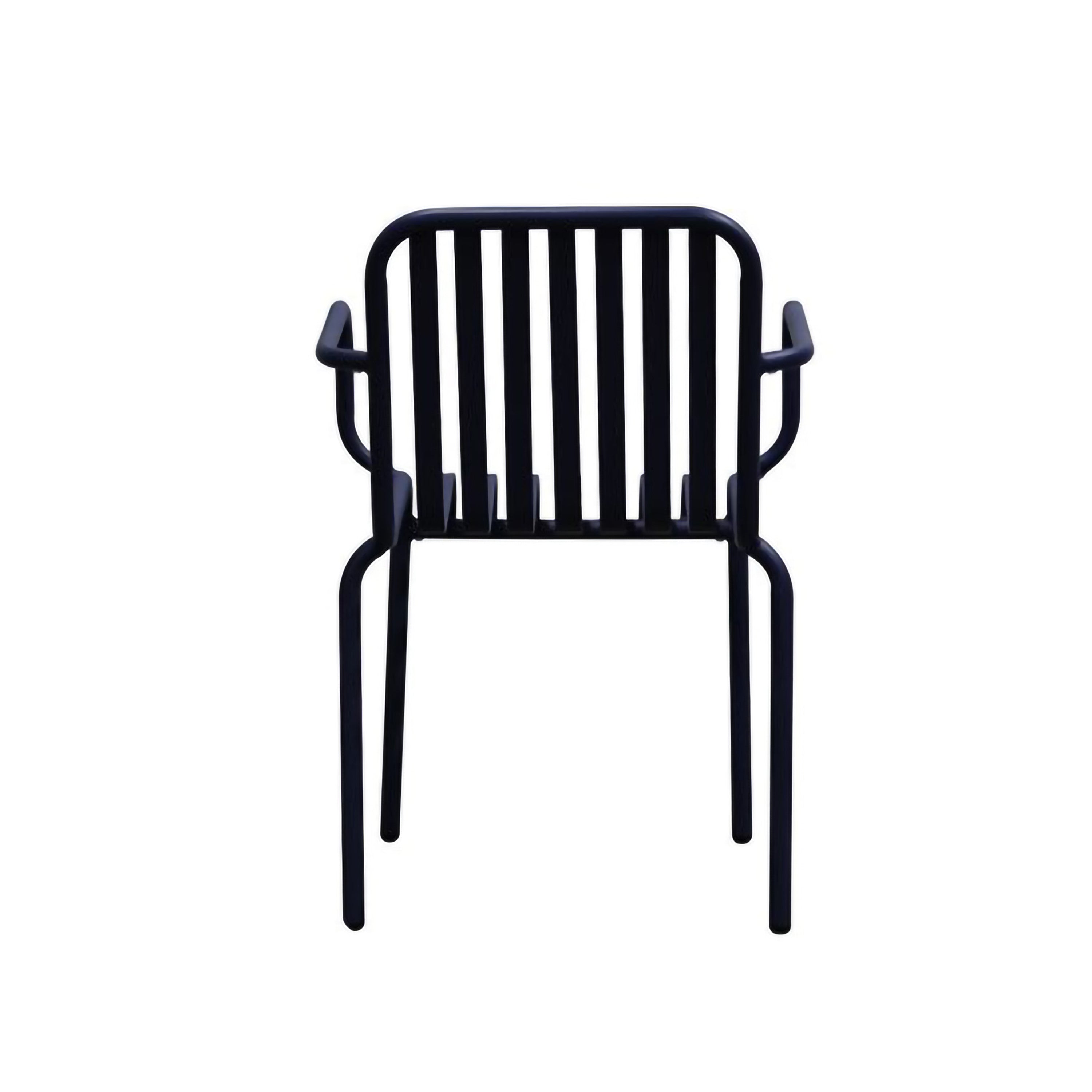 Set of Two Dark Blue Steel Open Back Dining Arm Chairs-4