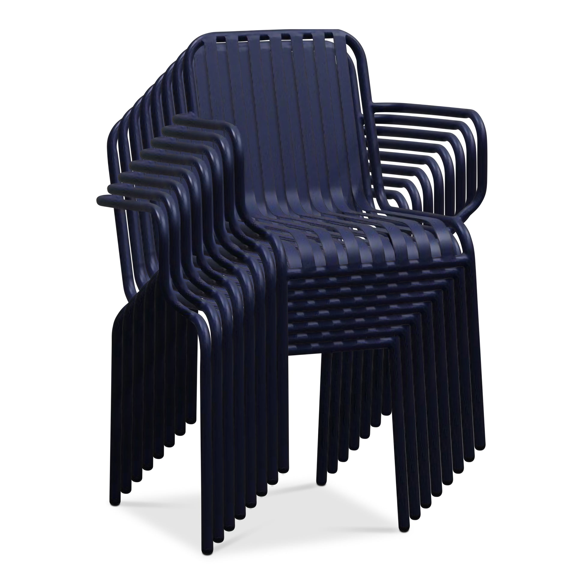 Set of Two Dark Blue Steel Open Back Dining Arm Chairs-5