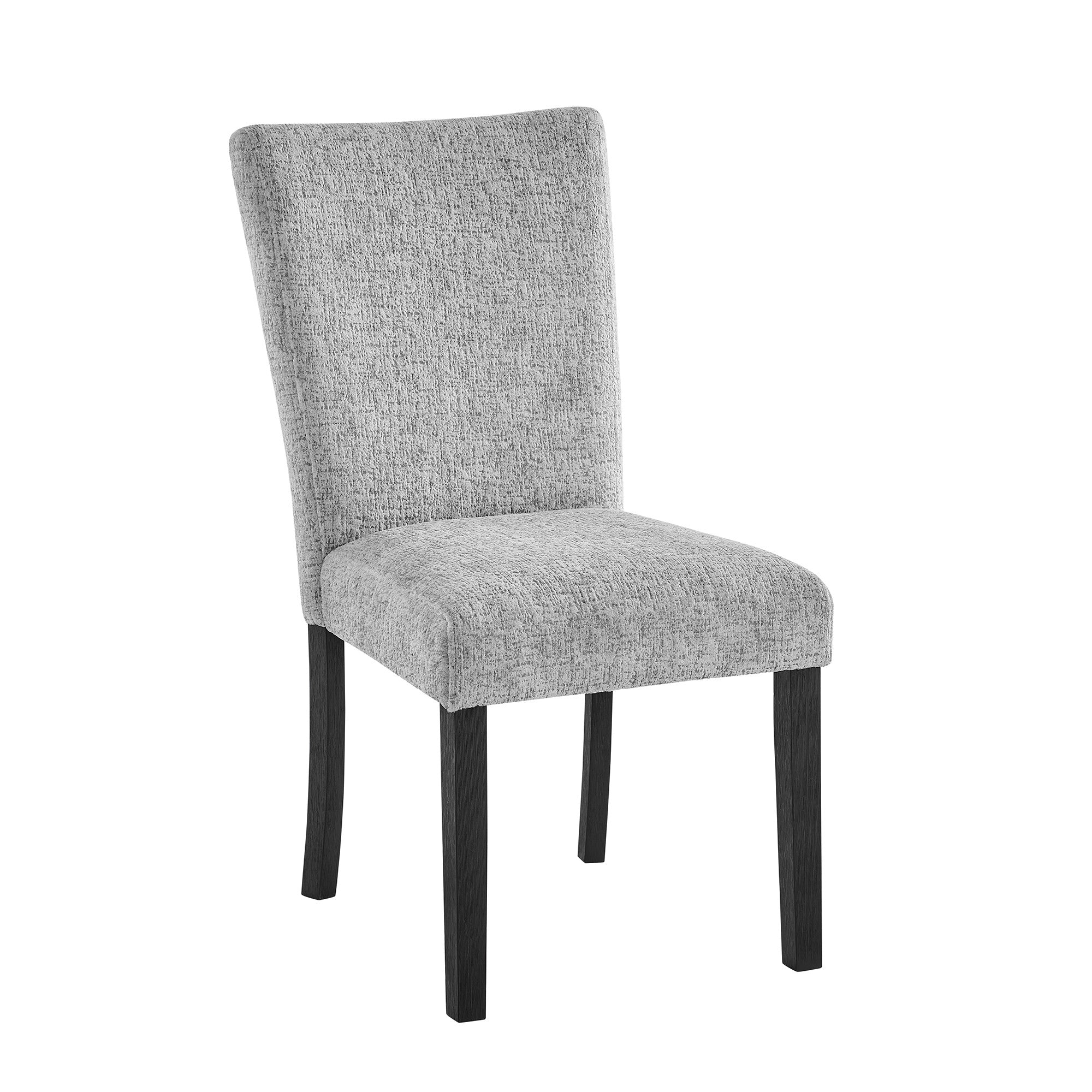Set of Two Light Gray and Black Upholstered Fabric And Wood Dining Side Chairs-0