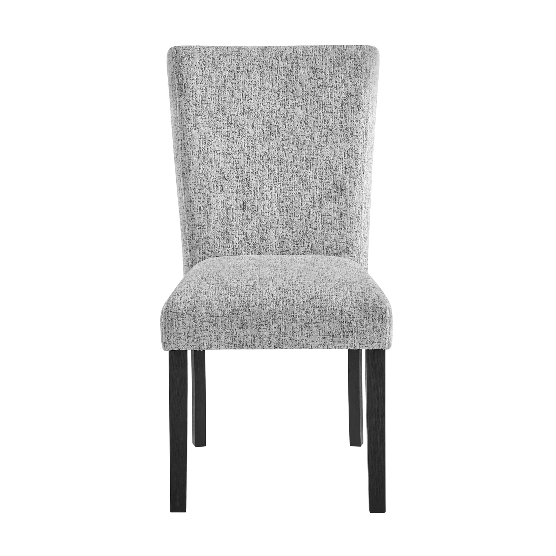 Set of Two Light Gray and Black Upholstered Fabric And Wood Dining Side Chairs-2